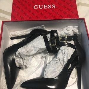 Guess black leather heels